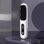 Cordless Hair Straightener Brush with Ceramic Heating and LCD Display