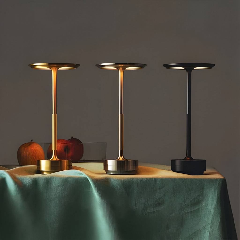 Cordless Metal Table Lamp with Touch Dimming and USB Rechargeable Battery