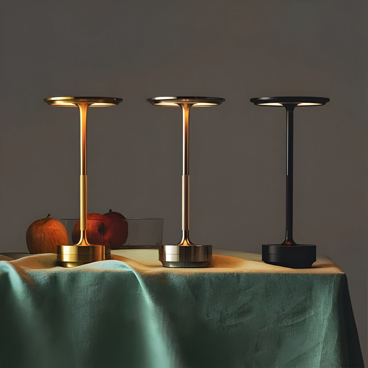 Cordless Metal Table Lamp with Touch Dimming and USB Rechargeable Battery