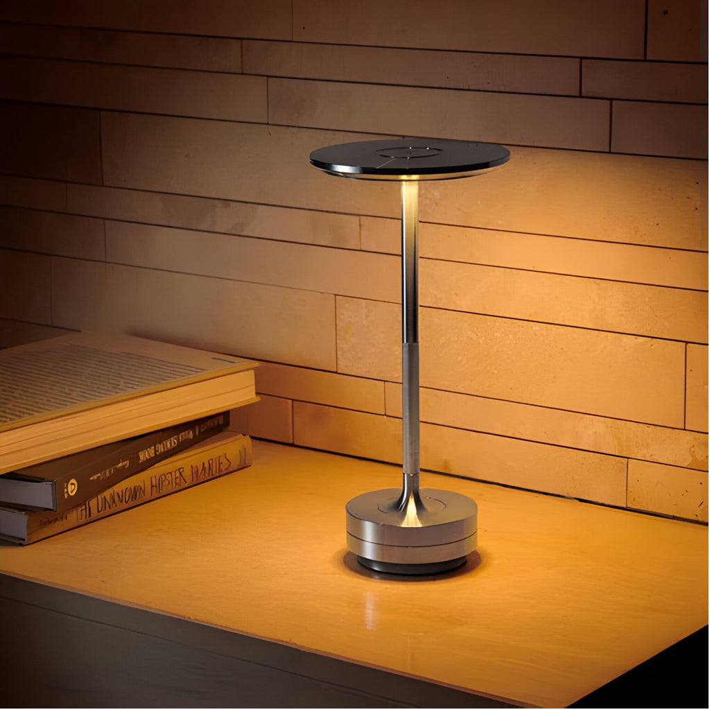 Cordless Metal Table Lamp with Touch Dimming and USB Rechargeable Battery