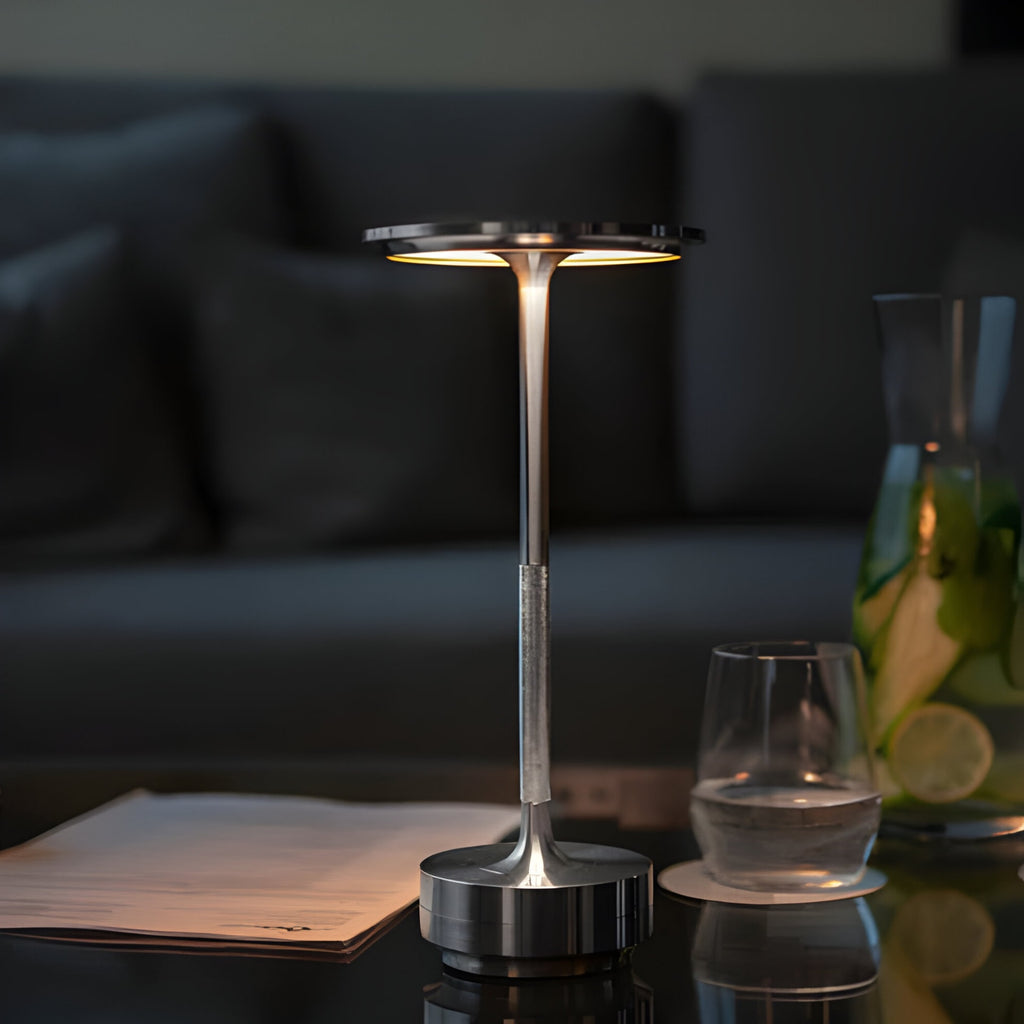 Cordless Metal Table Lamp with Touch Dimming and USB Rechargeable Battery