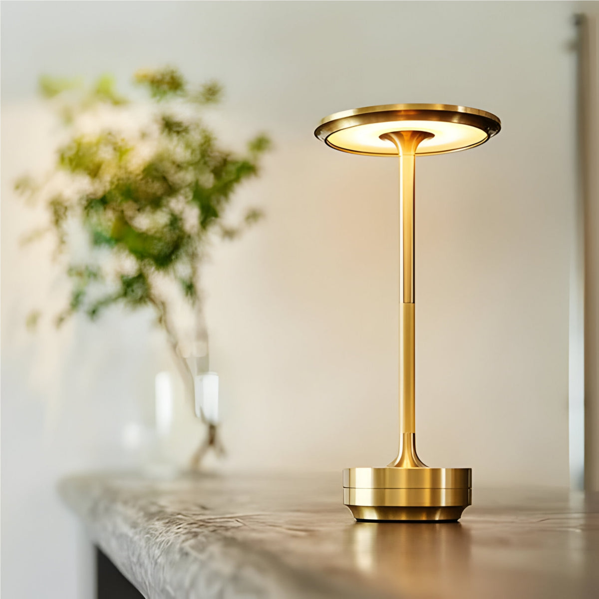 Cordless Metal Table Lamp with Touch Dimming and USB Rechargeable Battery