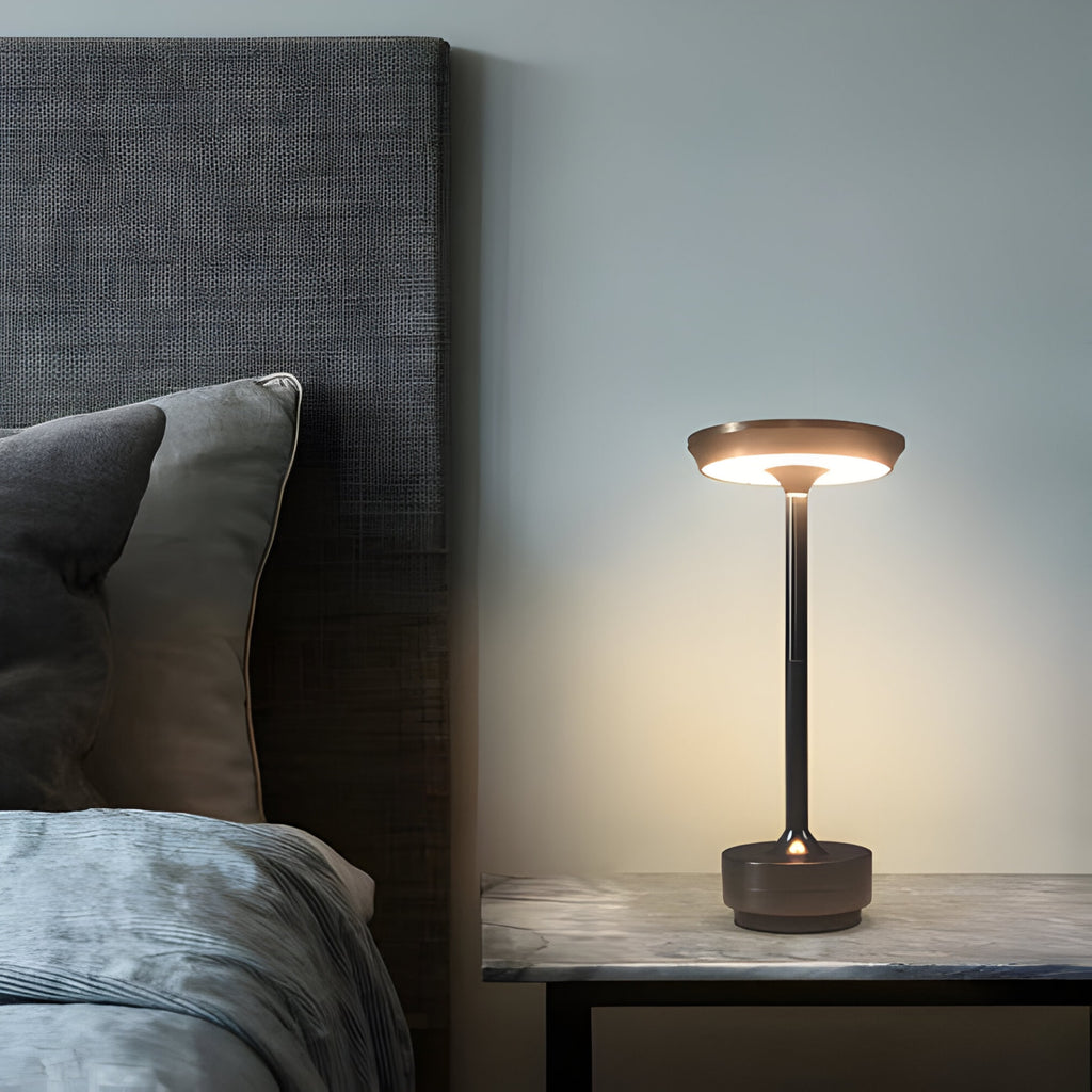 Cordless Metal Table Lamp with Touch Dimming and USB Rechargeable Battery