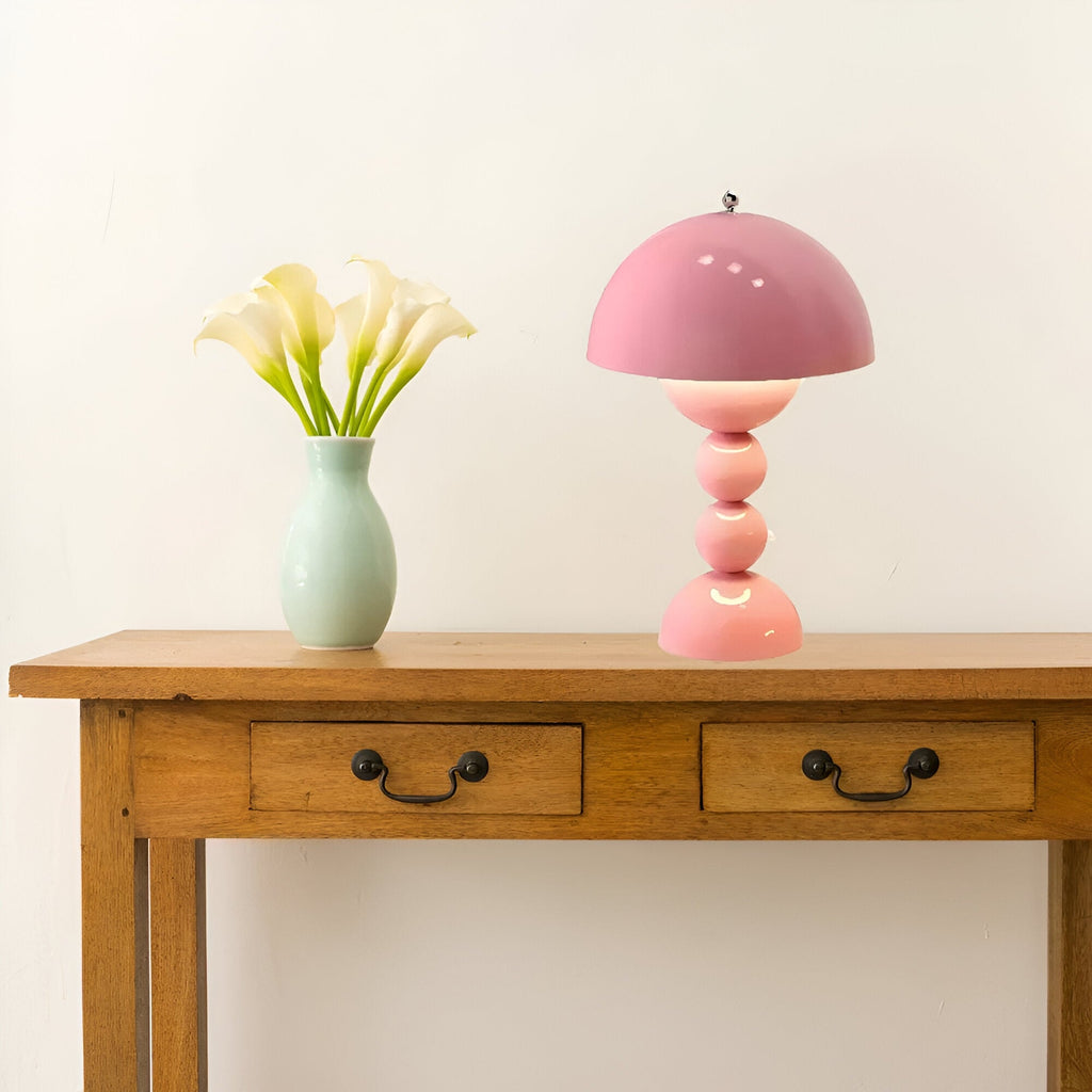 Cordless Mushroom Table Lamp with Stacked Sphere Base and USB Charging