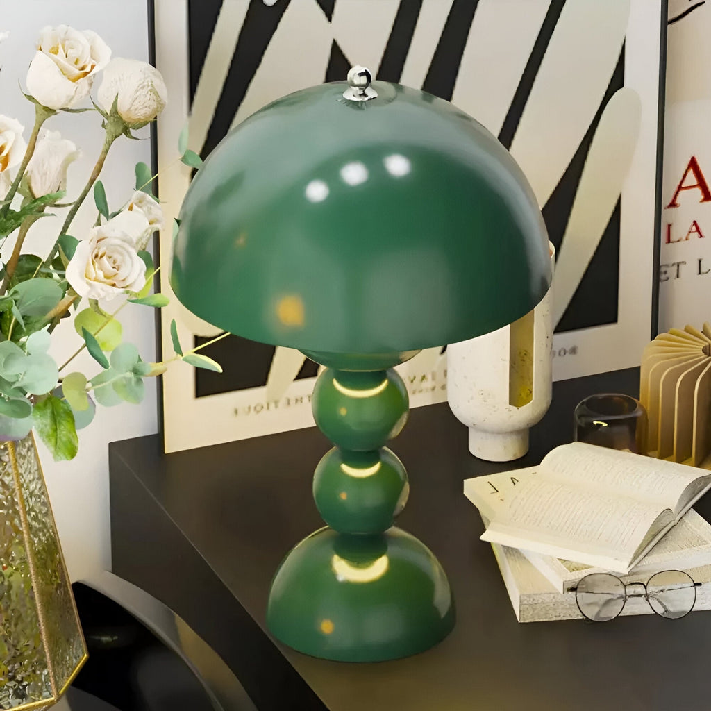 Cordless Mushroom Table Lamp with Stacked Sphere Base and USB Charging