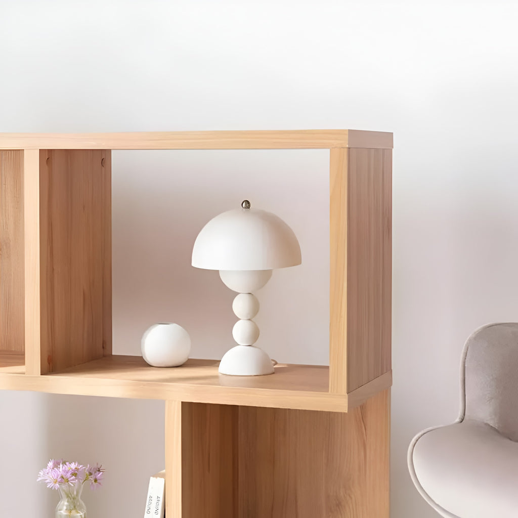 Cordless Mushroom Table Lamp with Stacked Sphere Base and USB Charging