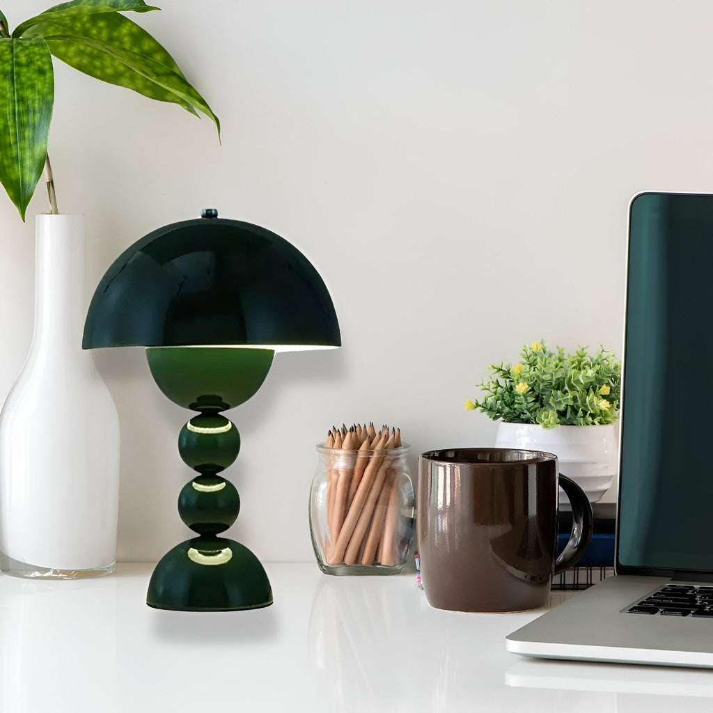Cordless Mushroom Table Lamp with Stacked Sphere Base and USB Charging