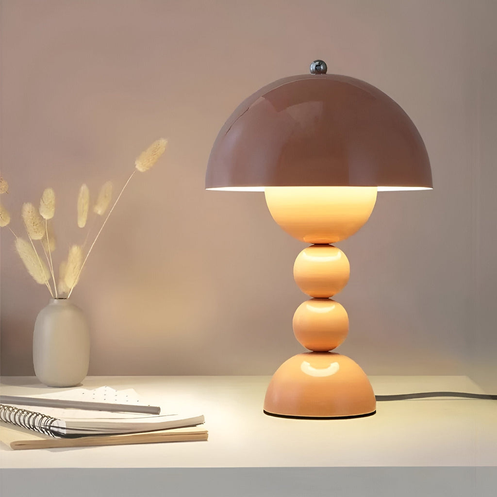 Cordless Mushroom Table Lamp with Stacked Sphere Base and USB Charging