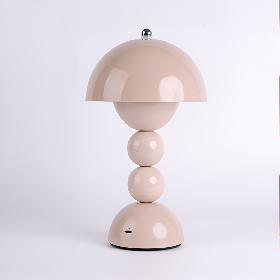 Cordless Mushroom Table Lamp with Stacked Sphere Base and USB Charging