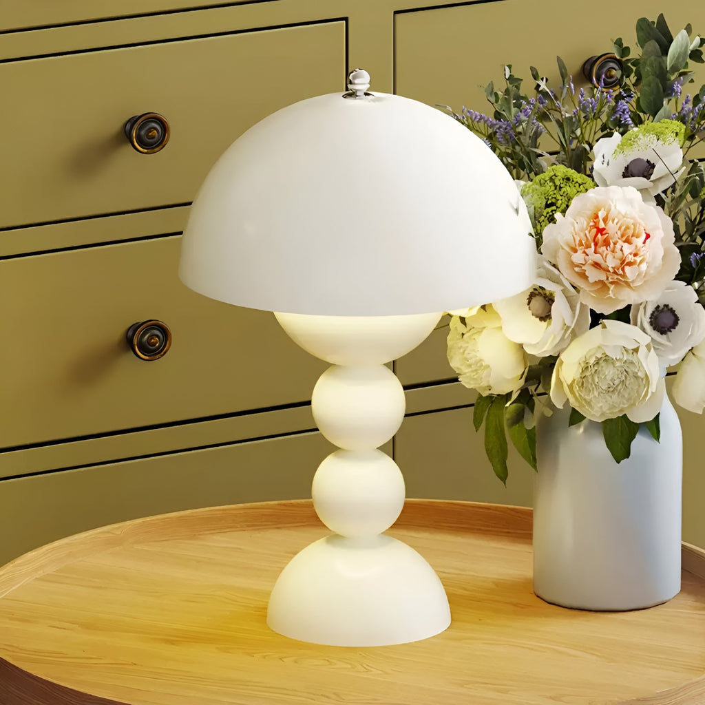 Cordless Mushroom Table Lamp with Stacked Sphere Base and USB Charging