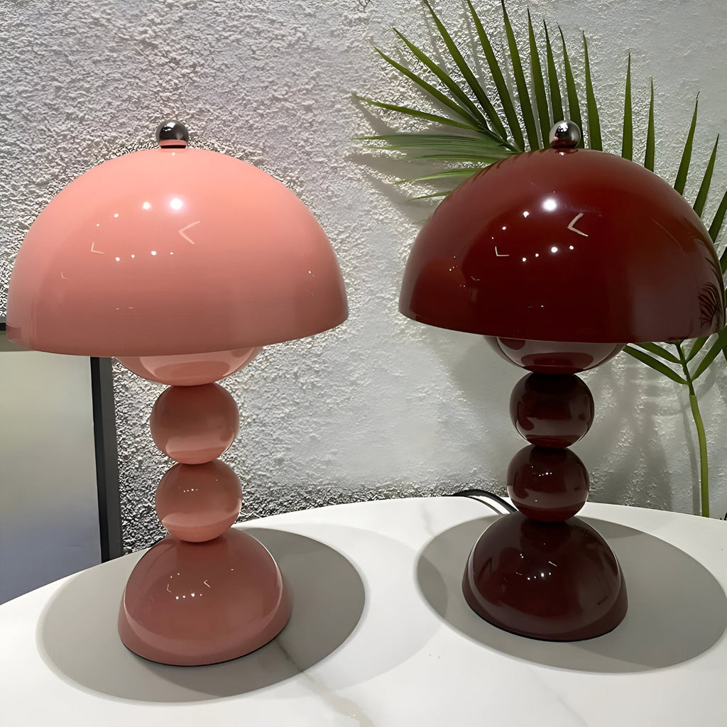 Cordless Mushroom Table Lamp with Stacked Sphere Base and USB Charging