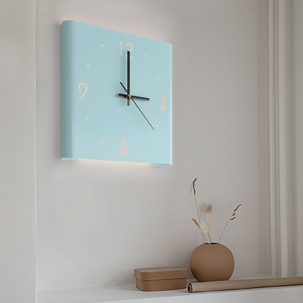 Corner Wall Clock Wall Sconce with Backlit LED Light