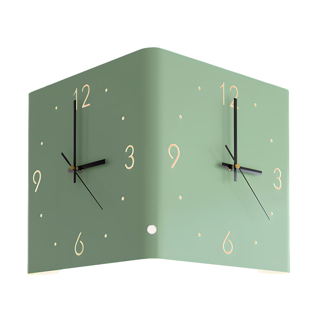 Corner Wall Clock Wall Sconce with Backlit LED Light