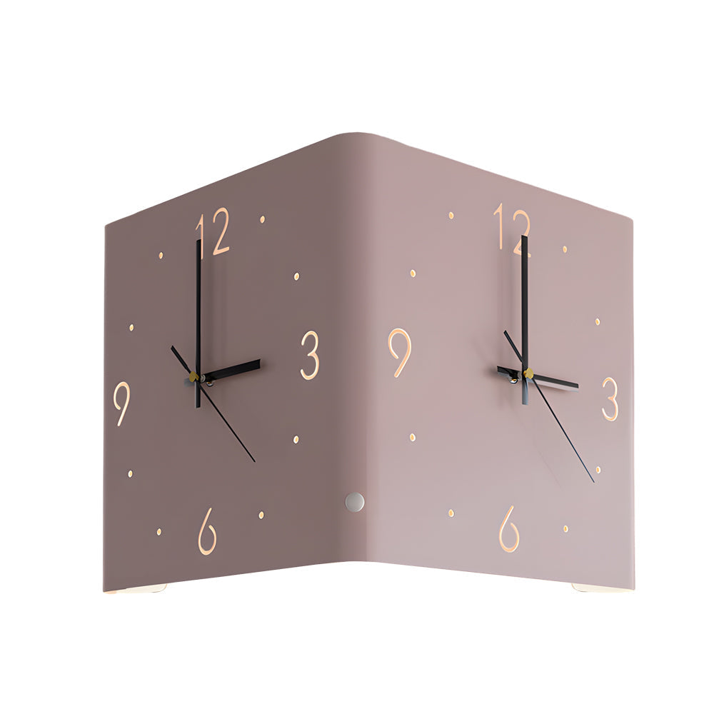 Corner Wall Clock Wall Sconce with Backlit LED Light