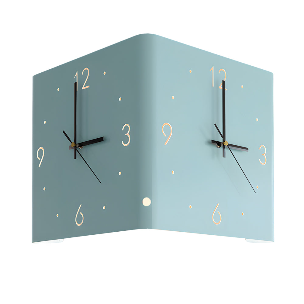 Corner Wall Clock Wall Sconce with Backlit LED Light
