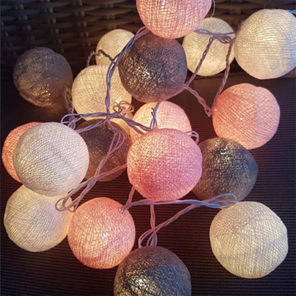 Cotton Ball String Lights with USB or Battery Power for Bedroom