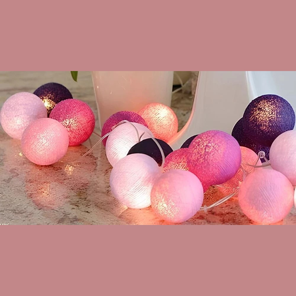 Cotton Ball String Lights with USB or Battery Power for Bedroom