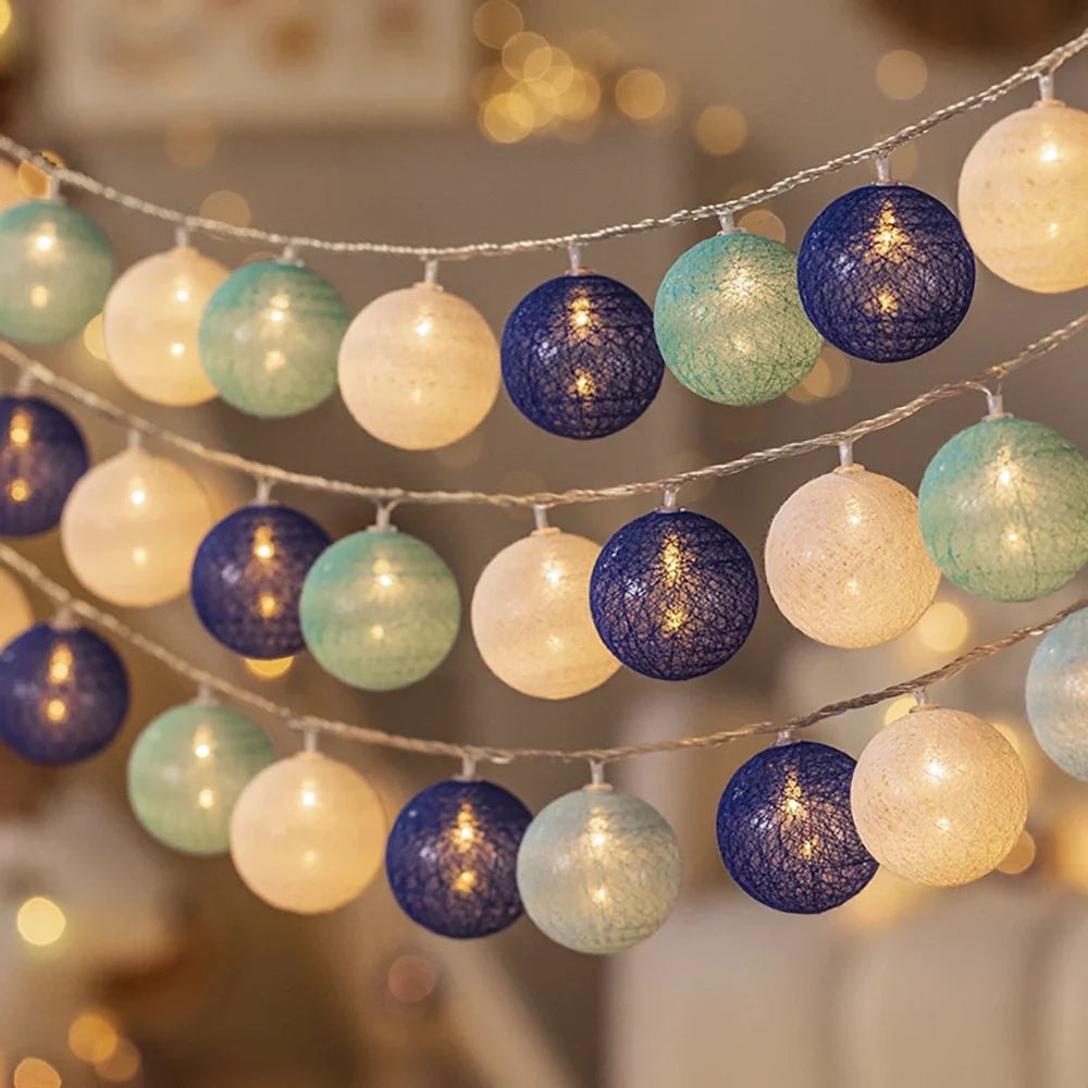 Cotton Ball String Lights with USB or Battery Power for Bedroom