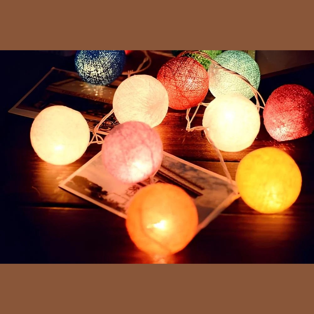 Cotton Ball String Lights with USB or Battery Power for Bedroom