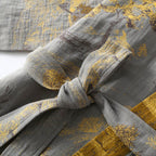 Cotton Jacquard Kimono Bathrobe with Tie Belt and Retro Pattern