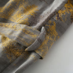 Cotton Jacquard Kimono Bathrobe with Tie Belt and Retro Pattern