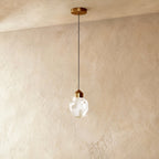 Faceted Crystal Pendant Light with Brass Canopy