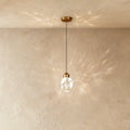 Faceted Crystal Pendant Light with Brass Canopy