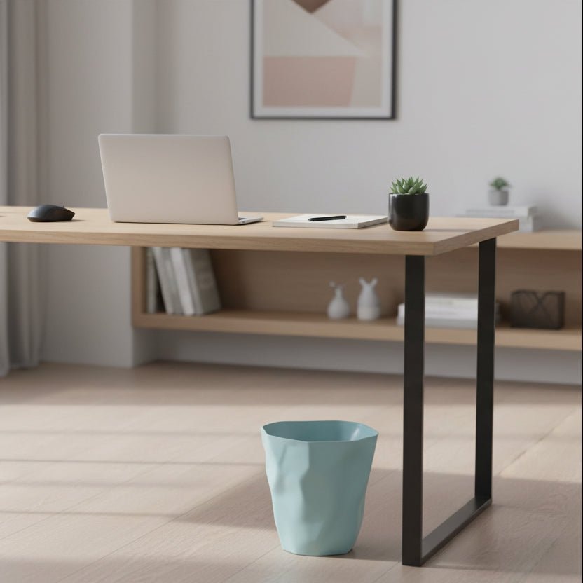 Crumpled Paper Design Waste Basket with Irregular Shape for Bathroom