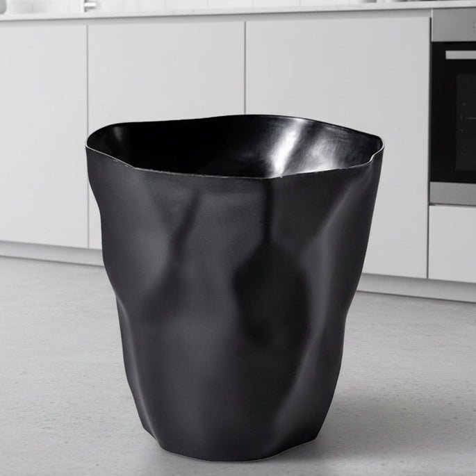 Crumpled Paper Design Waste Basket with Irregular Shape for Bathroom