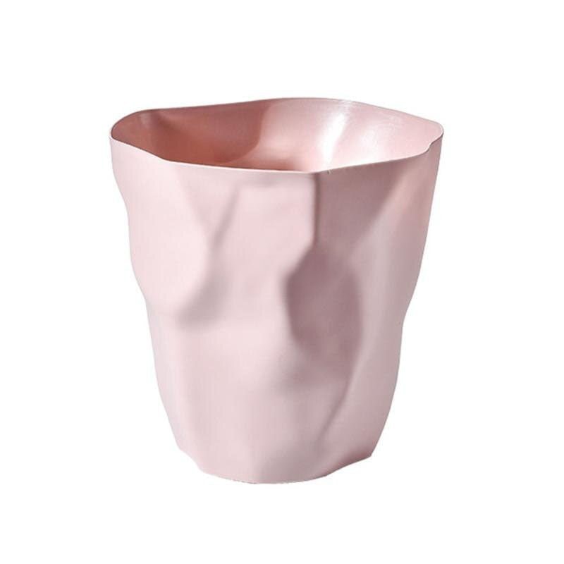 Crumpled Paper Design Waste Basket with Irregular Shape for Bathroom