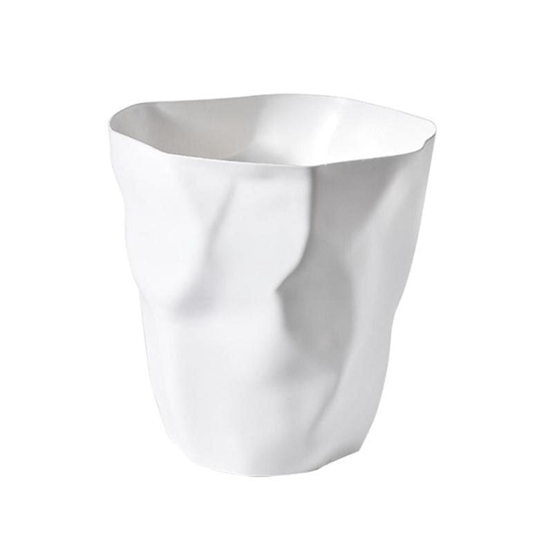 Crumpled Paper Design Waste Basket with Irregular Shape for Bathroom