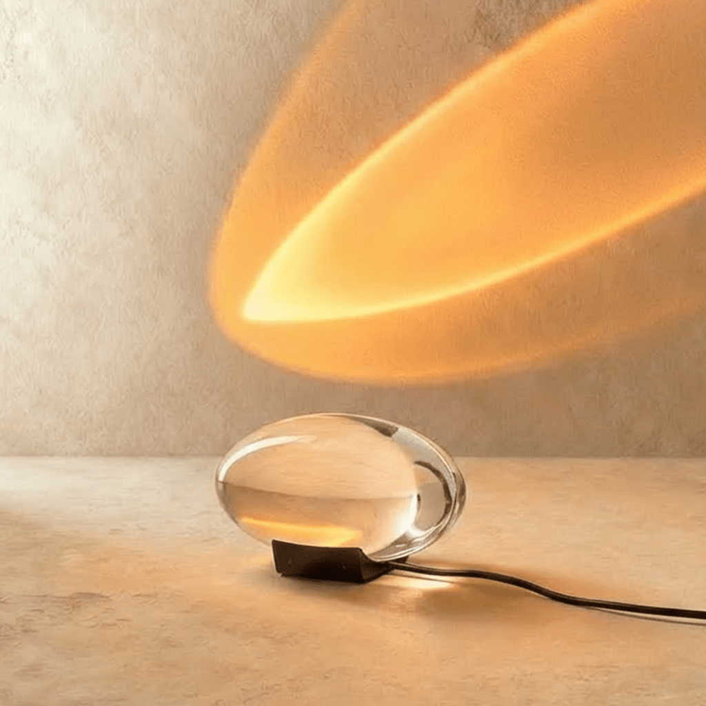 Crystal Eye Glass Table Lamp with Sunset Projection LED Light
