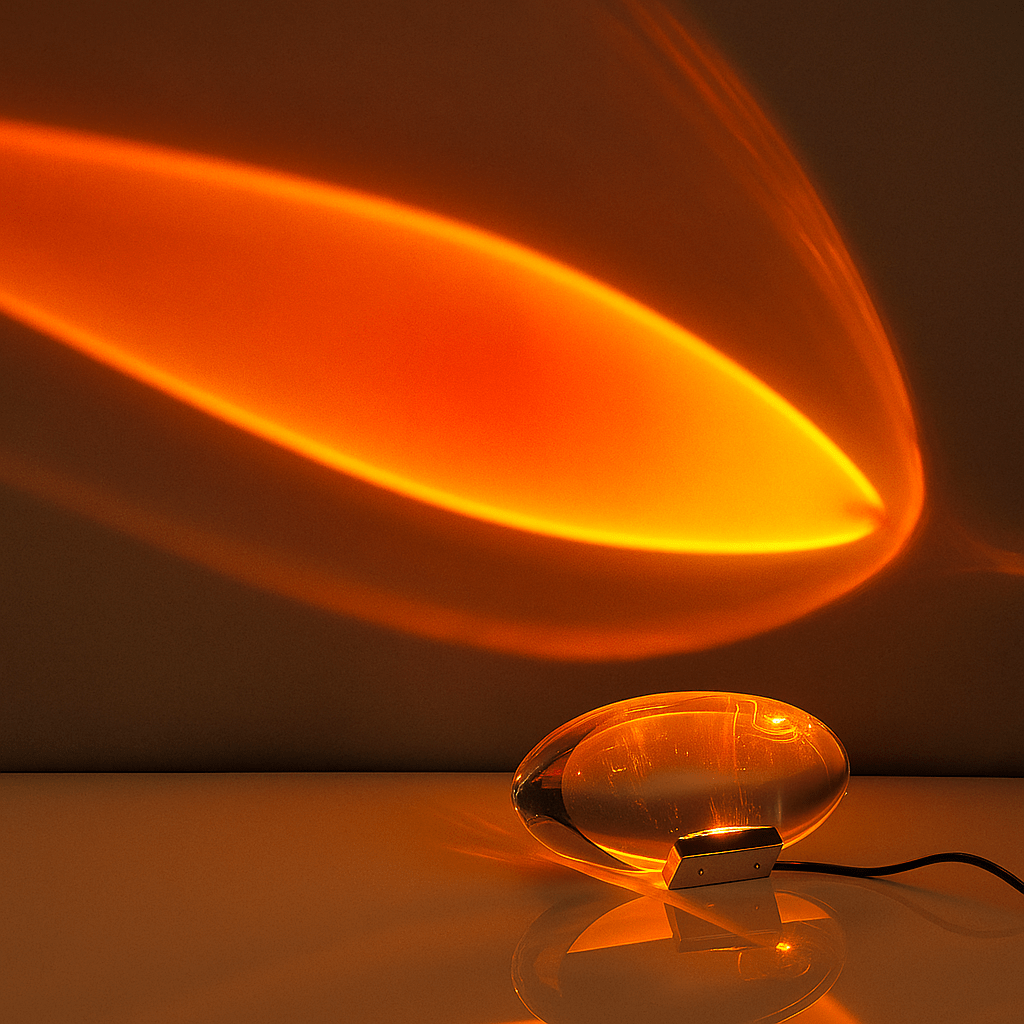 Crystal Eye Glass Table Lamp with Sunset Projection LED Light