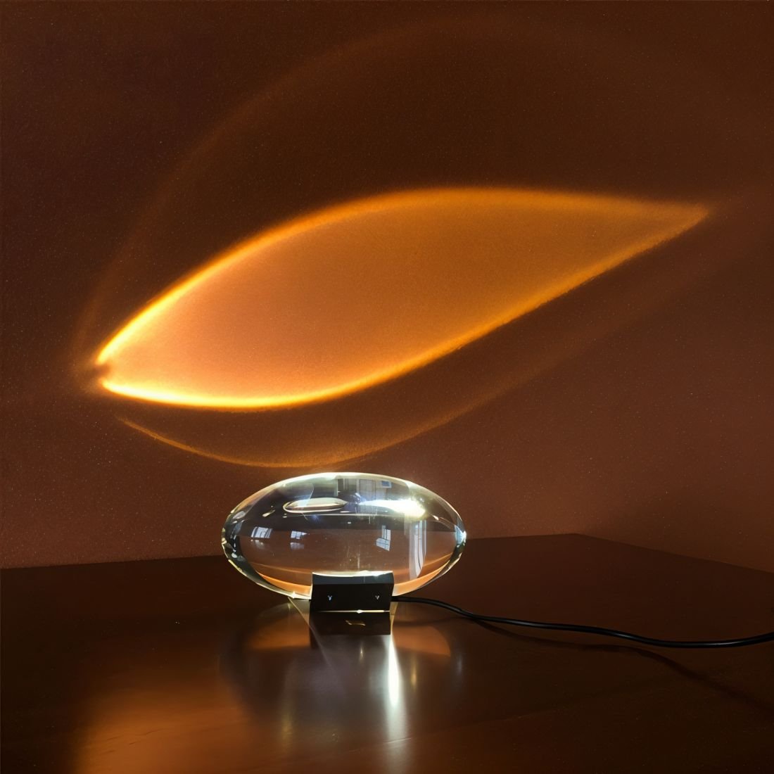 Crystal Eye Glass Table Lamp with Sunset Projection LED Light