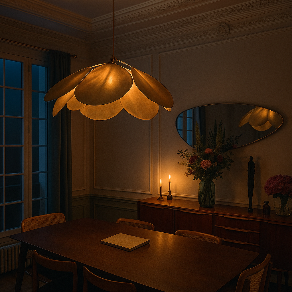 Flower Fabric Pendant Light with E27 Socket