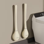 Silicone Toilet Brush with Wall Mounted Holder Flexible Flat Head Bathroom Cleaning Brush Set