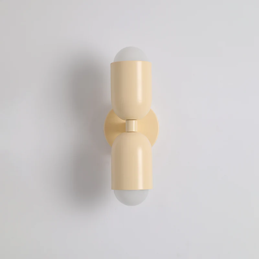 Modern 2-Light Metal Cylinder Wall Sconce with Up Down Globe Shades