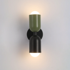 Modern 2-Light Metal Cylinder Wall Sconce with Up Down Globe Shades