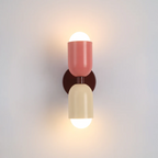 Modern 2-Light Metal Cylinder Wall Sconce with Up Down Globe Shades