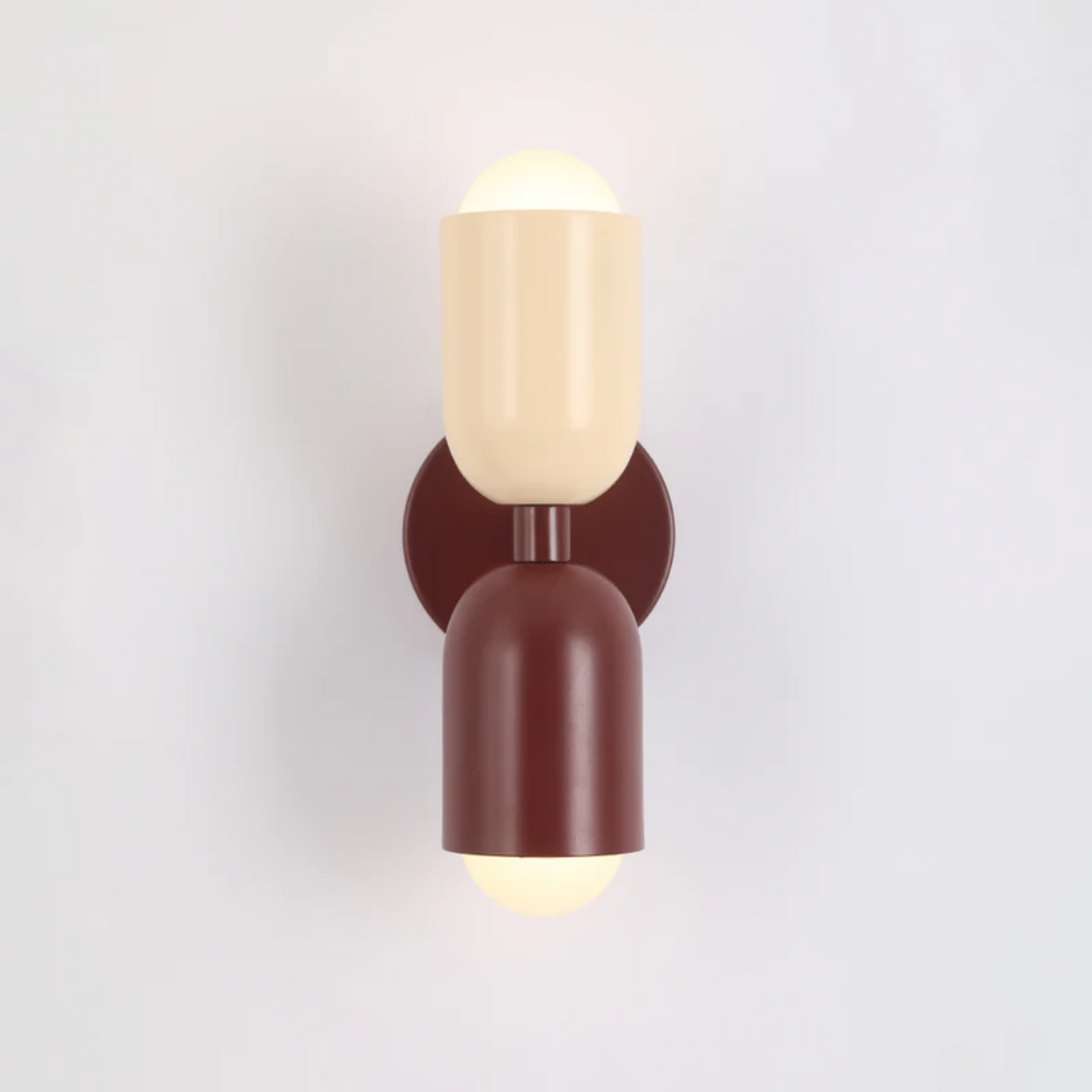 Modern 2-Light Metal Cylinder Wall Sconce with Up Down Globe Shades