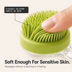 Dog Bath Brush with Shampoo Dispenser and Soft Silicone Bristles