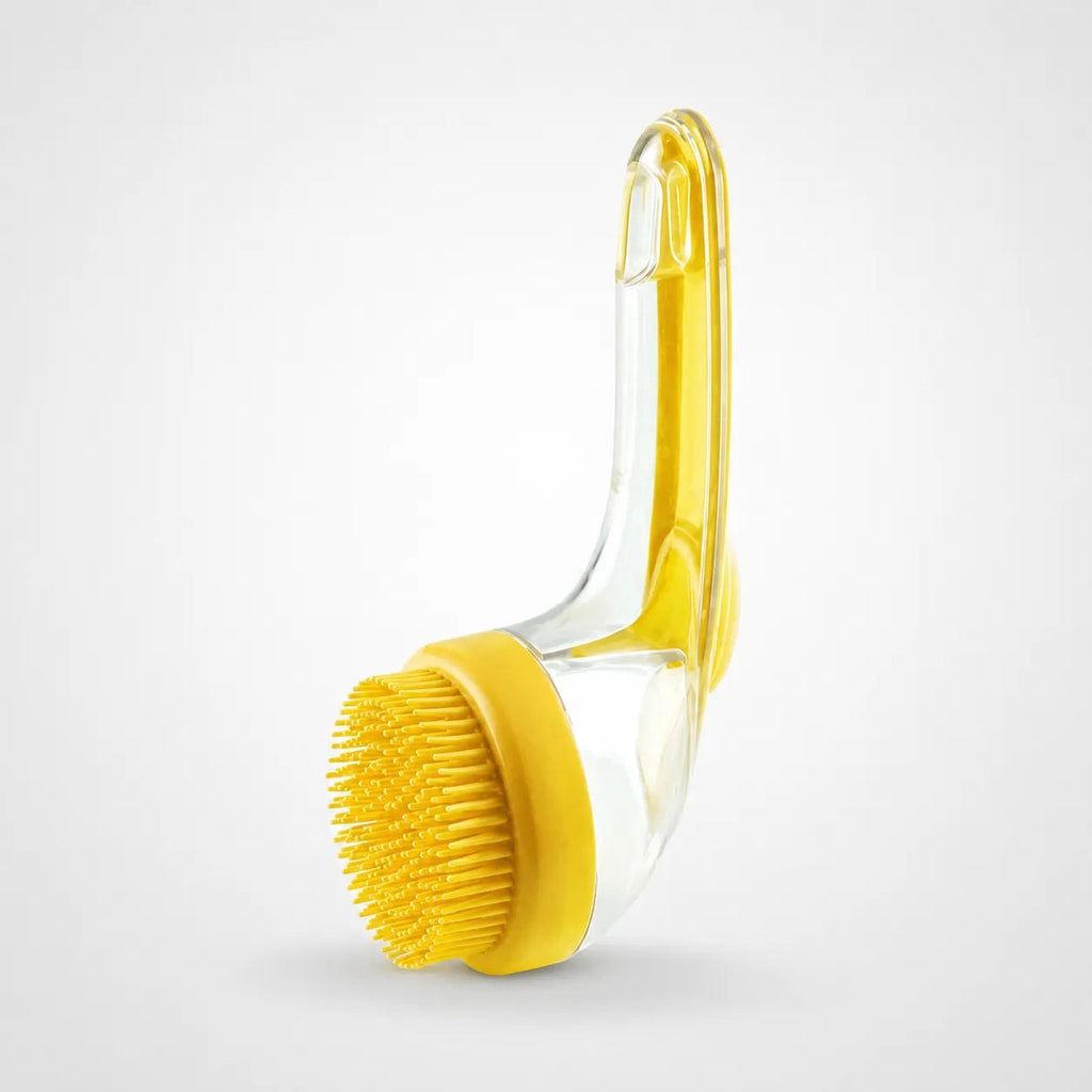 Dog Bath Brush with Shampoo Dispenser and Soft Silicone Bristles