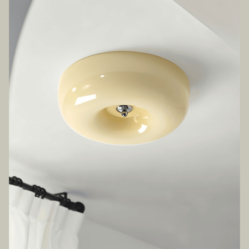 Donut Glass Flush Mount Ceiling Light with Smooth Dome Shade