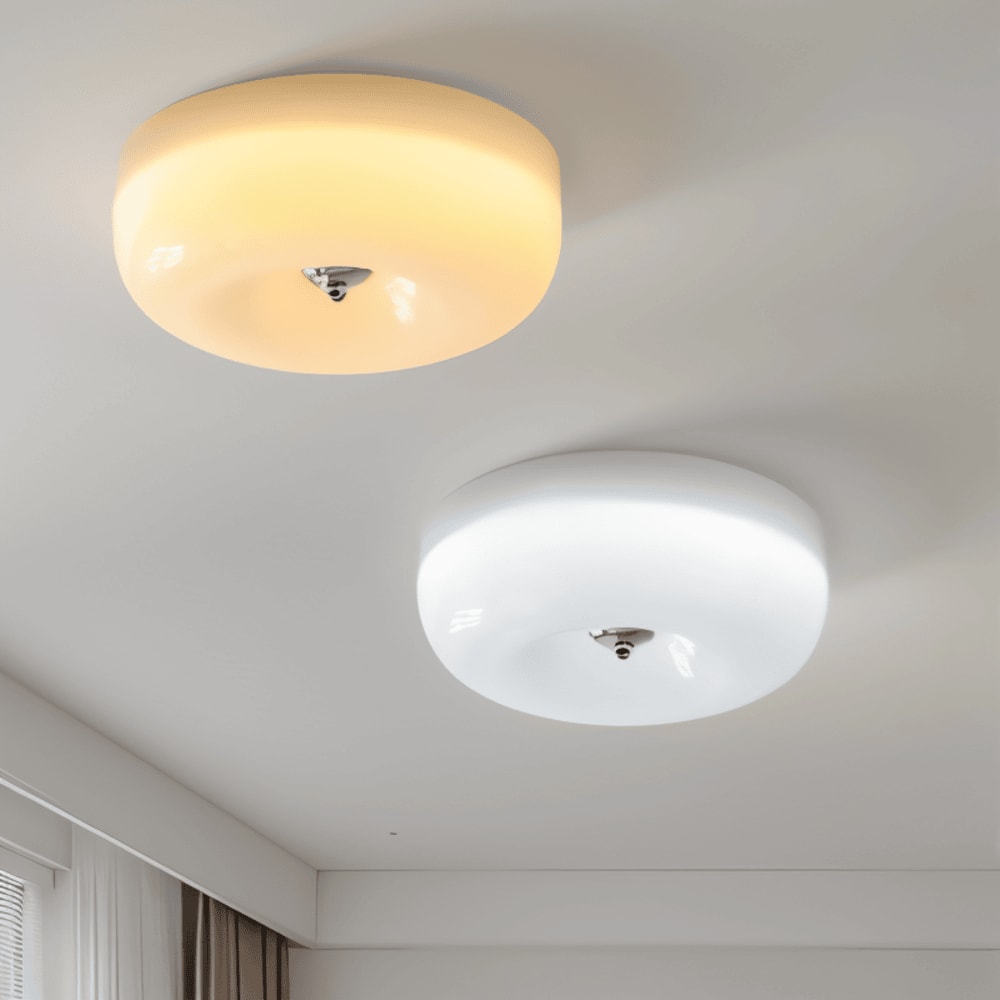 Donut Glass Flush Mount Ceiling Light with Smooth Dome Shade