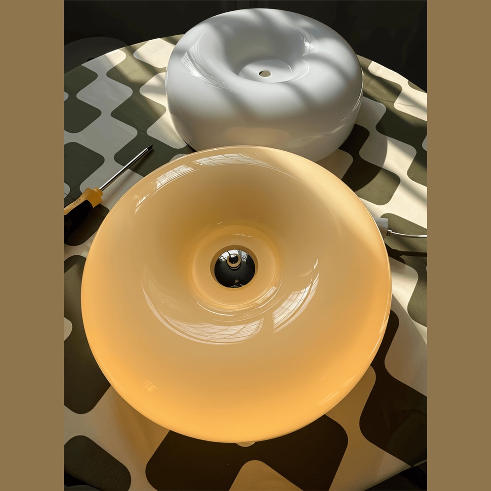 Donut Glass Flush Mount Ceiling Light with Smooth Dome Shade