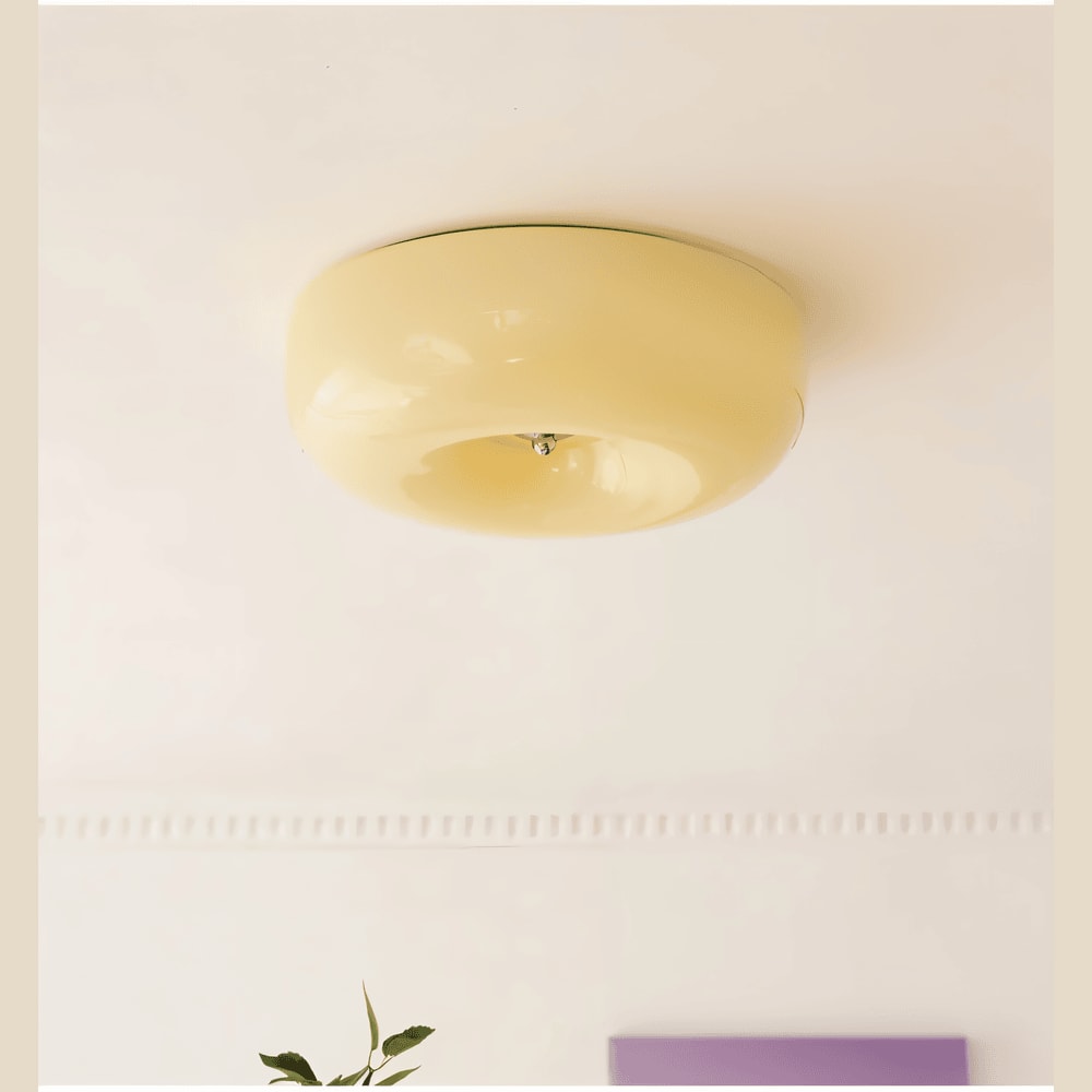 Donut Glass Flush Mount Ceiling Light with Smooth Dome Shade