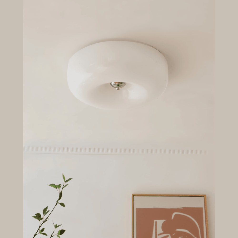 Donut Glass Flush Mount Ceiling Light with Smooth Dome Shade