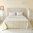 Double Layer Thick Faux Fur Throw Blanket with Bubble Texture for Sofa