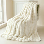 Double Layer Thick Faux Fur Throw Blanket with Bubble Texture for Sofa