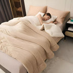 Double Sided Sherpa Fleece Blanket with Plush Flannel for Bed and Sofa